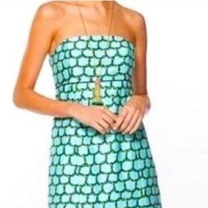 Lilly Pulitzer Blue Chain Strapless Dress 0